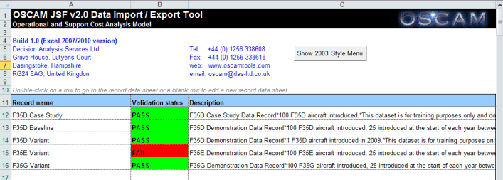 Import/Export Tool Control Sheet