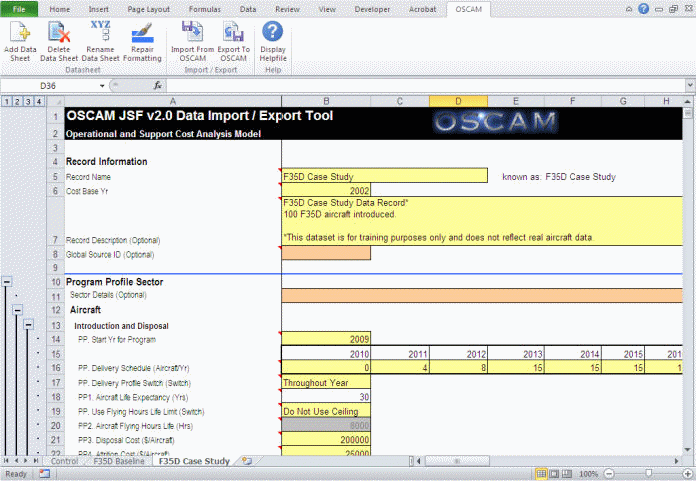 Import/Export Tool Data Worksheet Expanded